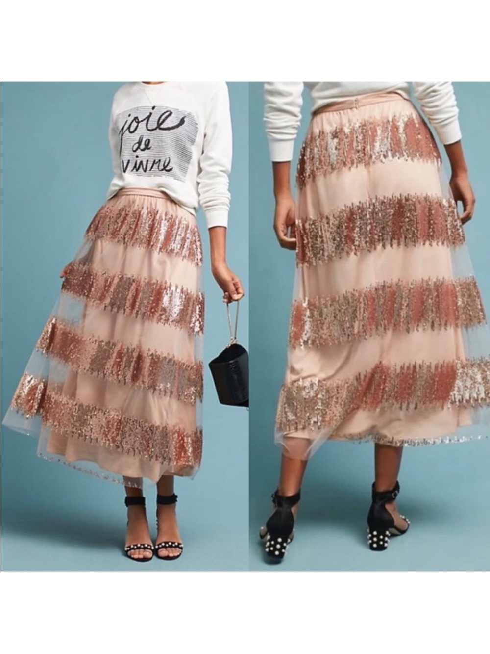 Anthropologie Eva Franco Striped Sequin Skirt
